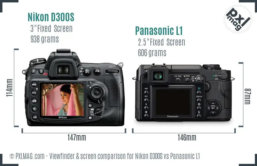 Nikon D300S vs Panasonic L1 Screen and Viewfinder comparison