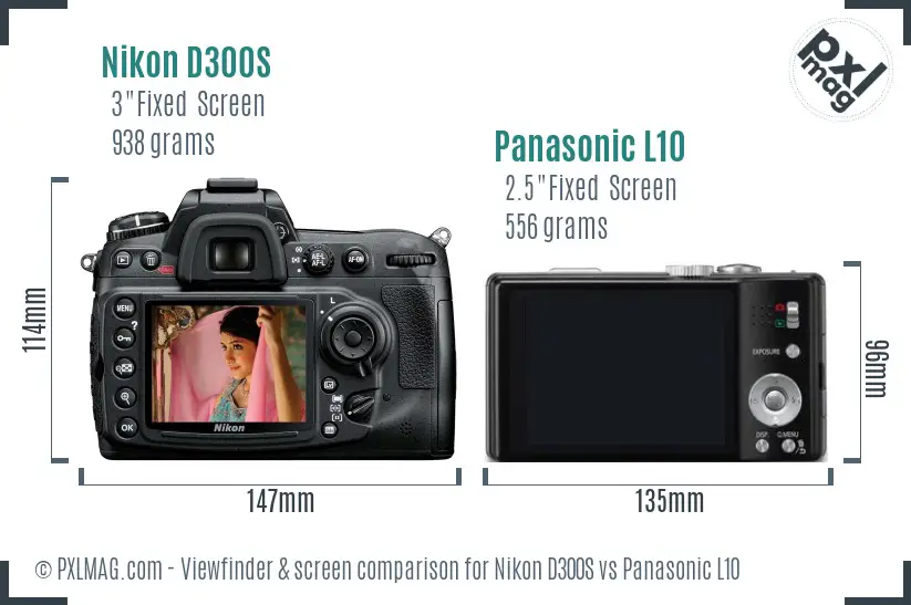 Nikon D300S vs Panasonic L10 Screen and Viewfinder comparison