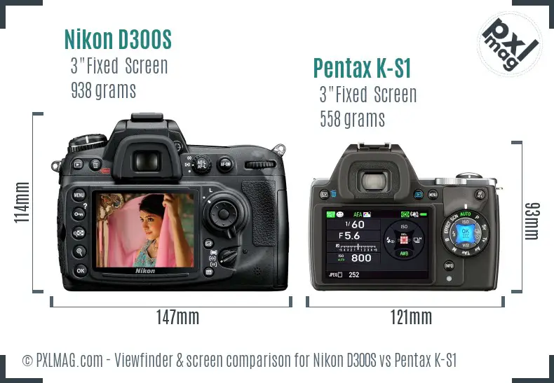 Nikon D300S vs Pentax K-S1 Screen and Viewfinder comparison