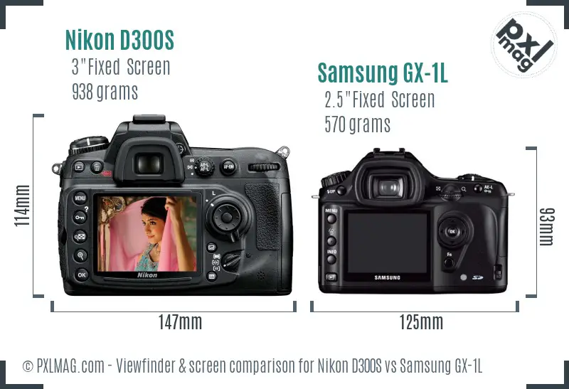 Nikon D300S vs Samsung GX-1L Screen and Viewfinder comparison