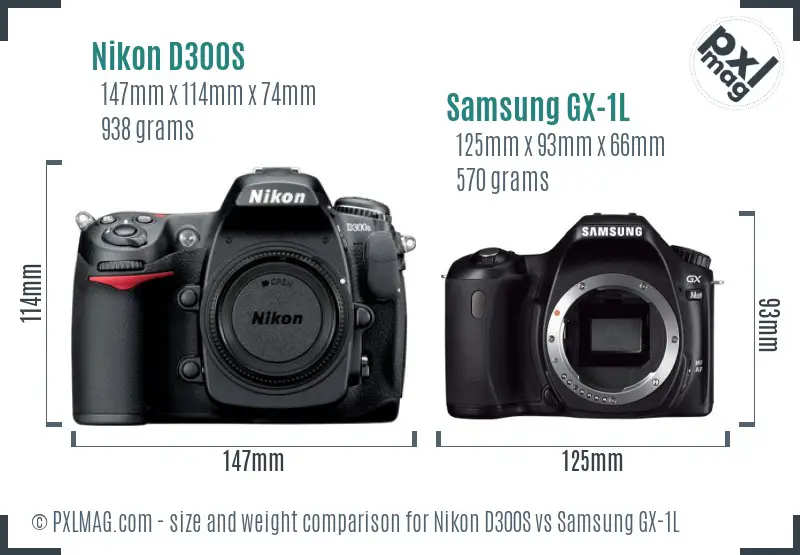Nikon D300S vs Samsung GX-1L size comparison