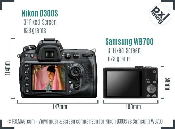 Nikon D300S vs Samsung WB700 Screen and Viewfinder comparison