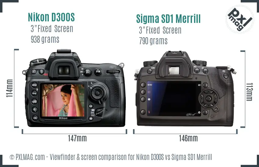 Nikon D300S vs Sigma SD1 Merrill Screen and Viewfinder comparison