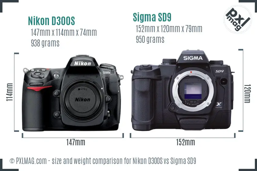 Nikon D300S vs Sigma SD9 size comparison