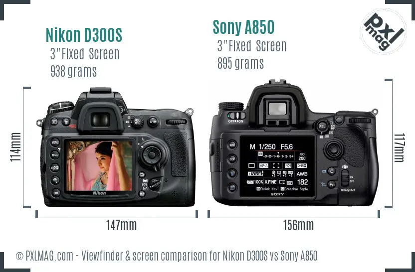 Nikon D300S vs Sony A850 Screen and Viewfinder comparison
