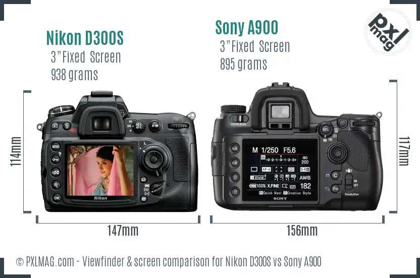 Nikon D300S vs Sony A900 Screen and Viewfinder comparison