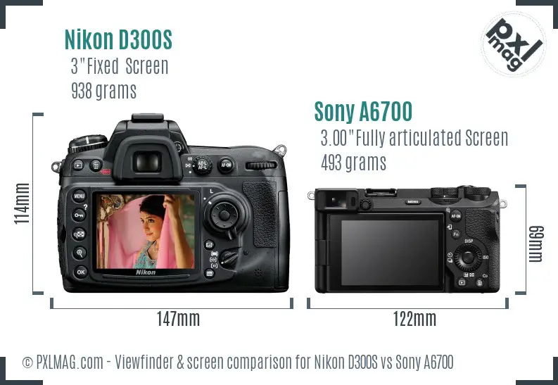 Nikon D300S vs Sony A6700 Screen and Viewfinder comparison Nikon D300S vs Sony A6700 Screen and Viewfinder comparison