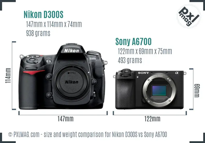 Nikon D300S vs Sony A6700 size comparison Nikon D300S vs Sony A6700 size comparison