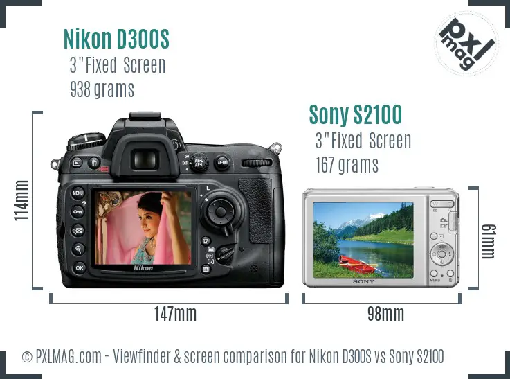 Nikon D300S vs Sony S2100 Screen and Viewfinder comparison