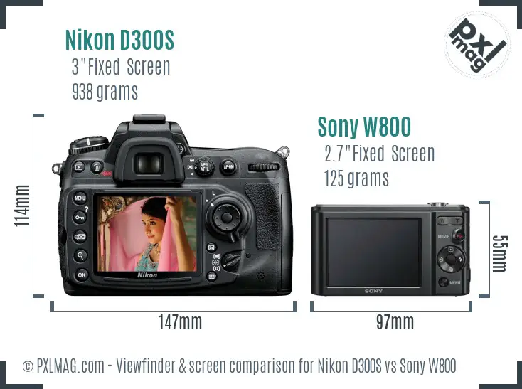 Nikon D300S vs Sony W800 Screen and Viewfinder comparison
