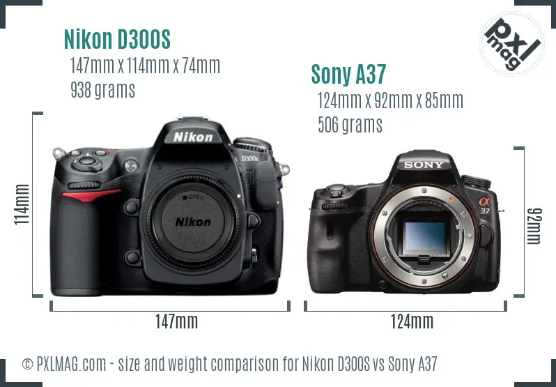 Nikon D300S vs Sony A37 size comparison