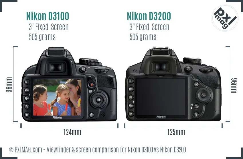 Nikon D3100 vs Nikon D3200 Screen and Viewfinder comparison