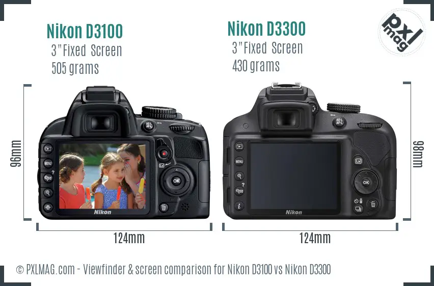 Nikon D3100 vs Nikon D3300 Screen and Viewfinder comparison