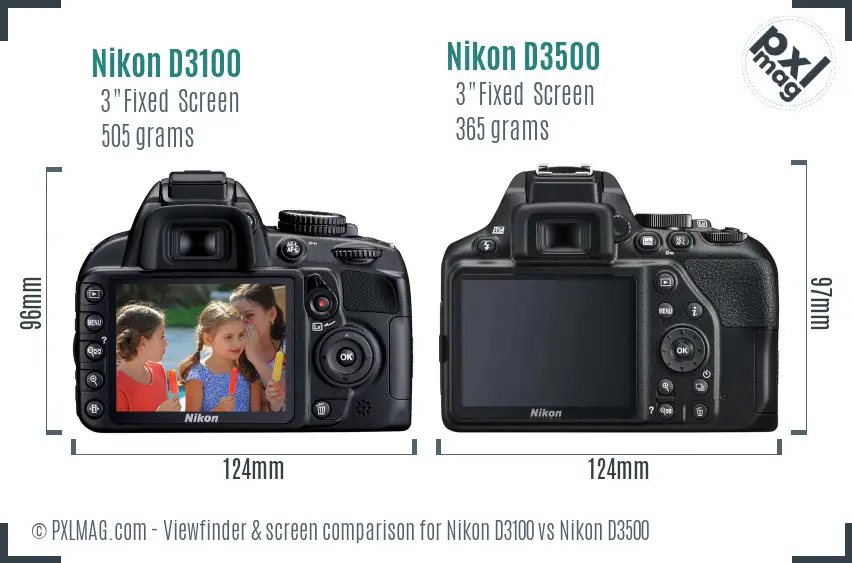 Nikon D3100 vs Nikon D3500 Screen and Viewfinder comparison