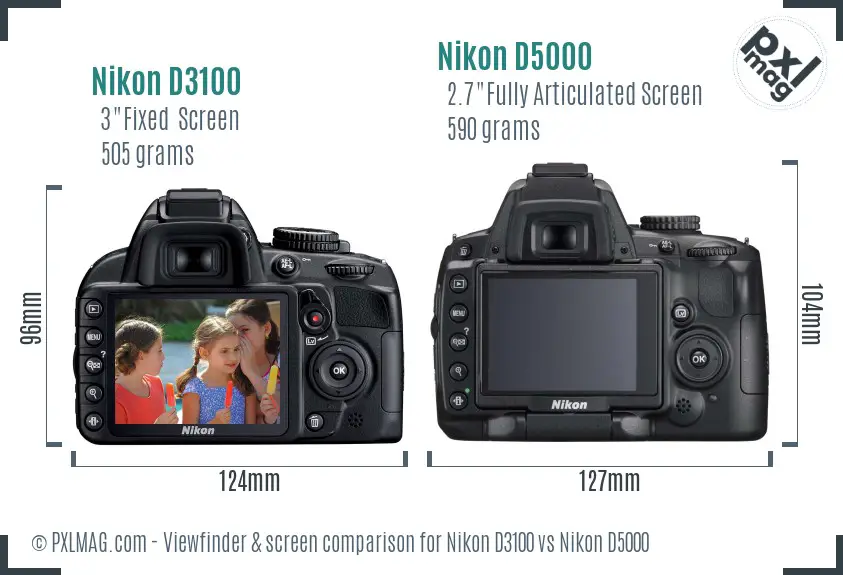 Nikon D3100 vs Nikon D5000 Screen and Viewfinder comparison