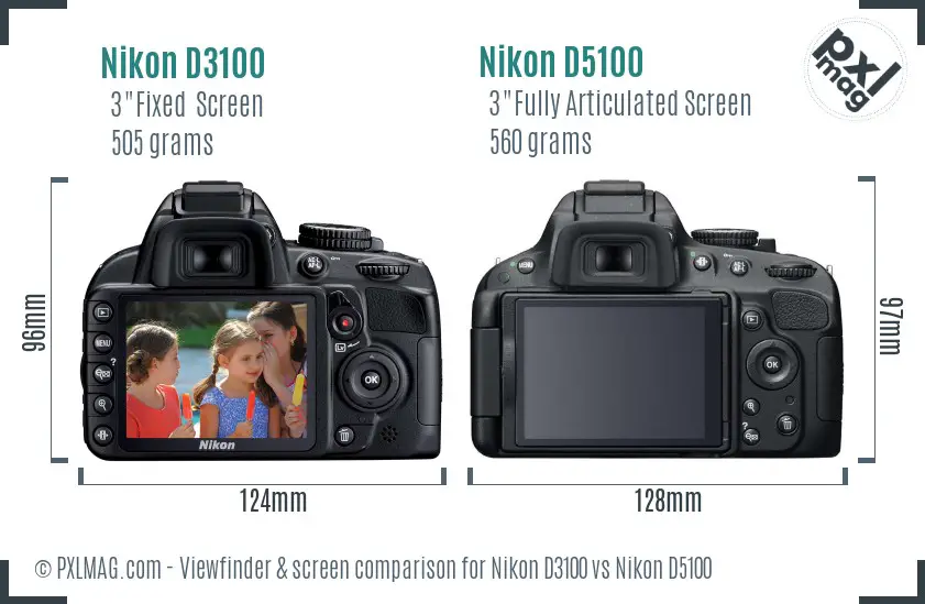 Nikon D3100 vs Nikon D5100 Screen and Viewfinder comparison