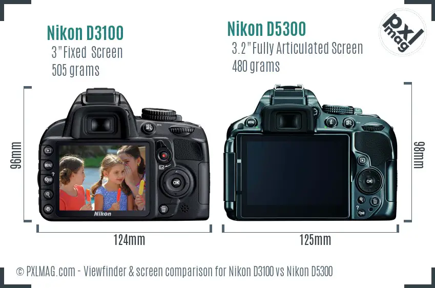 Nikon D3100 vs Nikon D5300 Screen and Viewfinder comparison