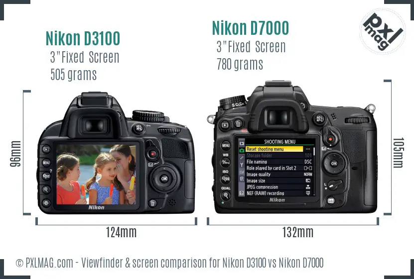 Nikon D3100 vs Nikon D7000 Screen and Viewfinder comparison Nikon D3100 vs Nikon D7000 Screen and Viewfinder comparison