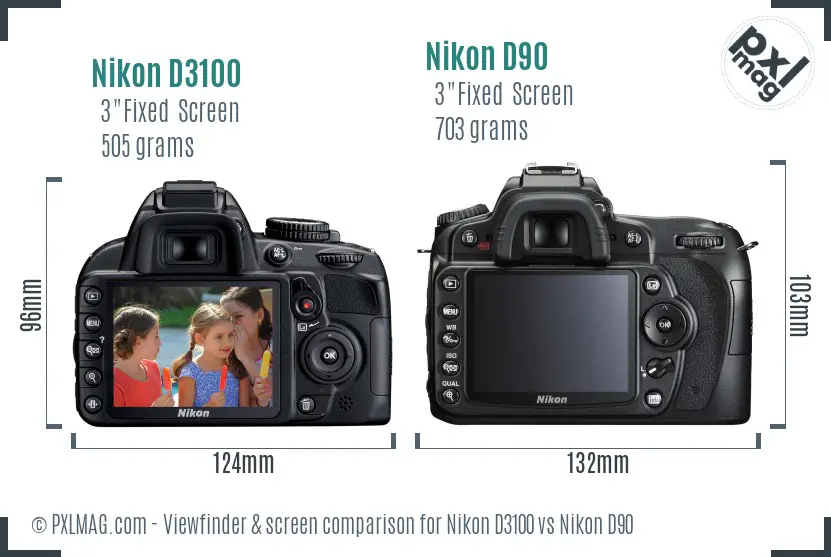 Nikon D3100 vs Nikon D90 Screen and Viewfinder comparison