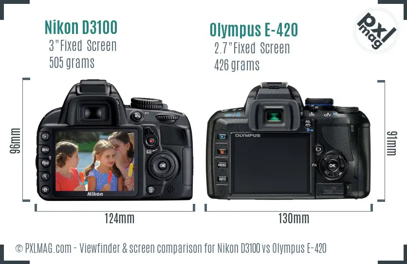 Nikon D3100 vs Olympus E-420 Screen and Viewfinder comparison Nikon D3100 vs Olympus E-420 Screen and Viewfinder comparison