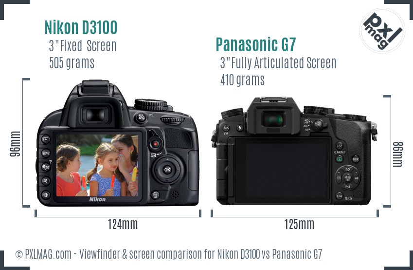 Nikon D3100 vs Panasonic G7 Screen and Viewfinder comparison