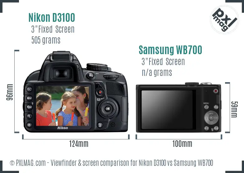 Nikon D3100 vs Samsung WB700 Screen and Viewfinder comparison