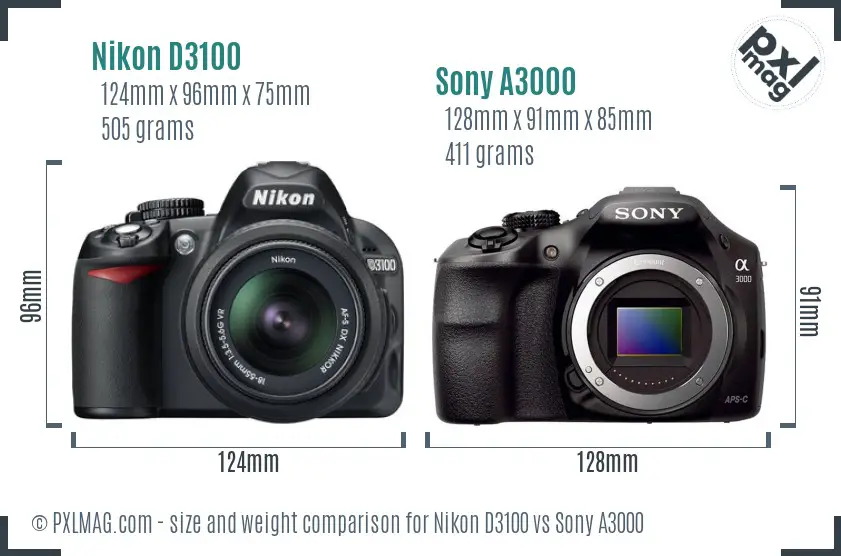 Nikon D3100 vs Sony A3000 size comparison Nikon D3100 vs Sony A3000 size comparison