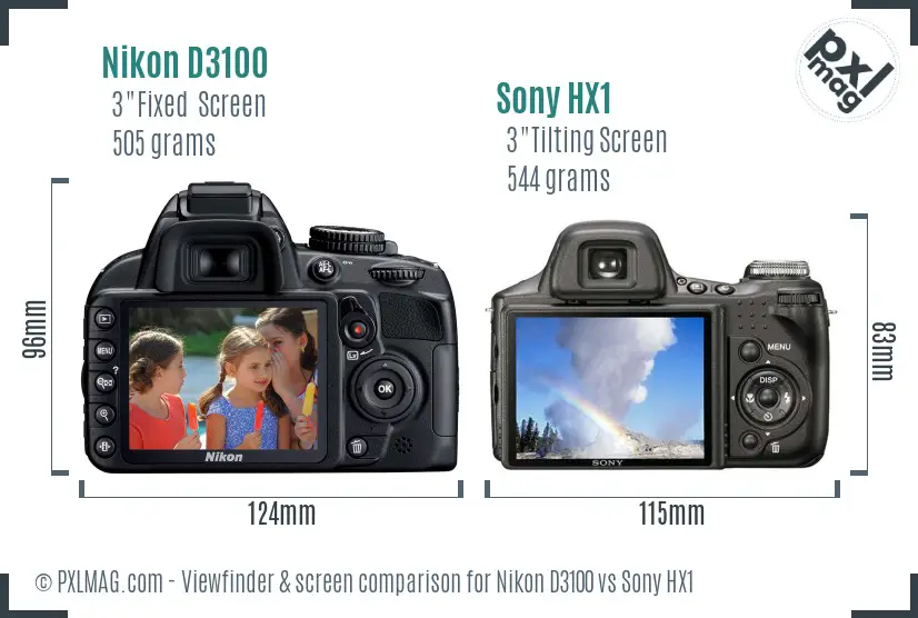 Nikon D3100 vs Sony HX1 Screen and Viewfinder comparison