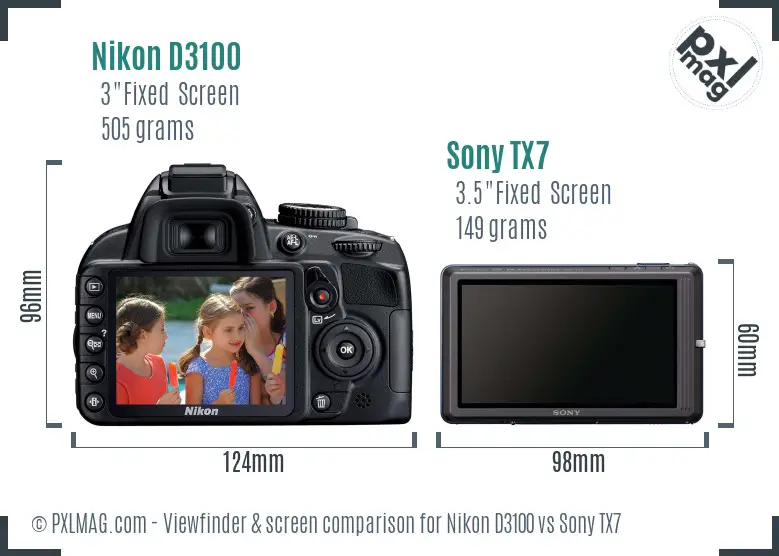 Nikon D3100 vs Sony TX7 Screen and Viewfinder comparison