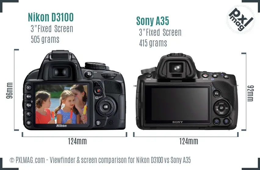 Nikon D3100 vs Sony A35 Screen and Viewfinder comparison