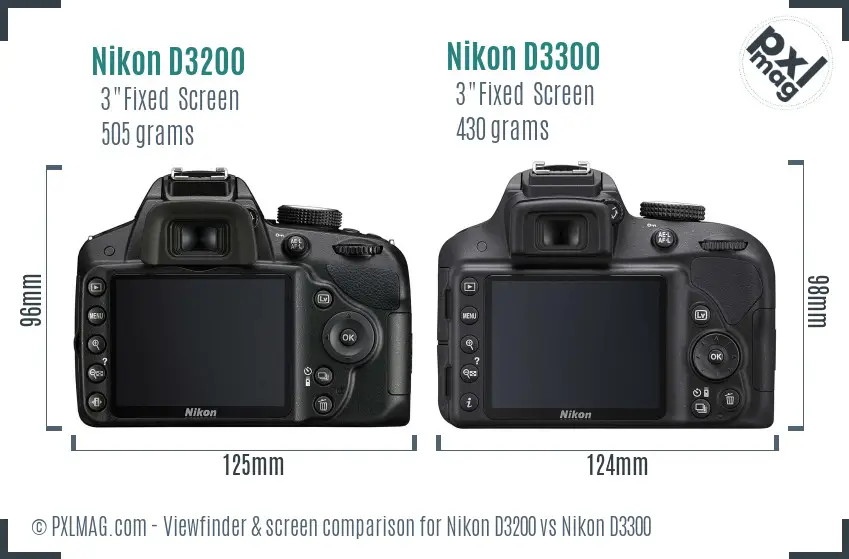 Nikon D3200 vs Nikon D3300 Screen and Viewfinder comparison
