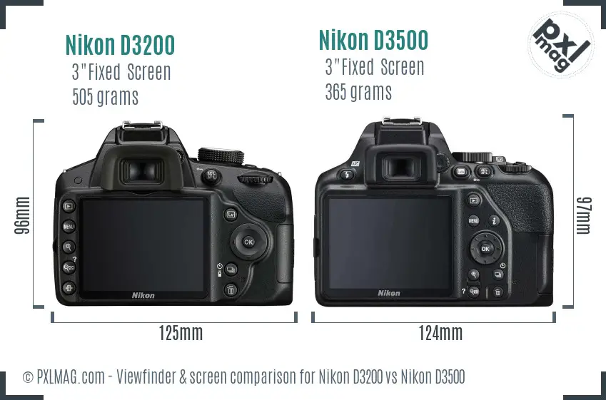 Nikon D3200 vs Nikon D3500 Screen and Viewfinder comparison