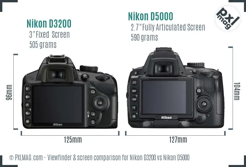 Nikon D3200 vs Nikon D5000 Screen and Viewfinder comparison