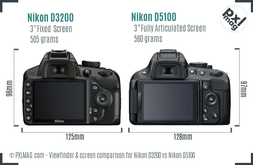 Nikon D3200 vs Nikon D5100 Screen and Viewfinder comparison