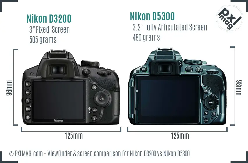 Nikon D3200 vs Nikon D5300 Screen and Viewfinder comparison