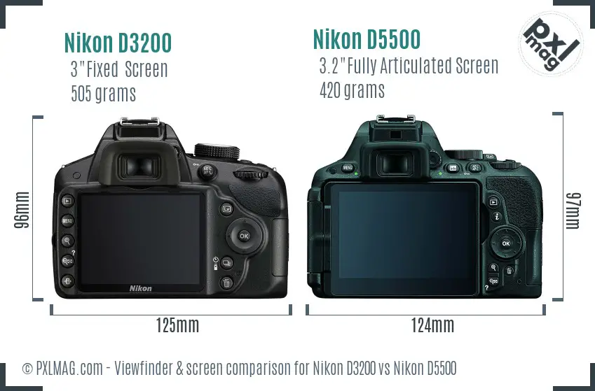 Nikon D3200 vs Nikon D5500 Screen and Viewfinder comparison