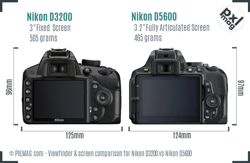 Nikon D3200 vs Nikon D5600 Screen and Viewfinder comparison