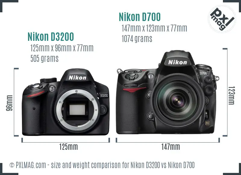 Nikon D3200 vs Nikon D700 size comparison Nikon D3200 vs Nikon D700 size comparison