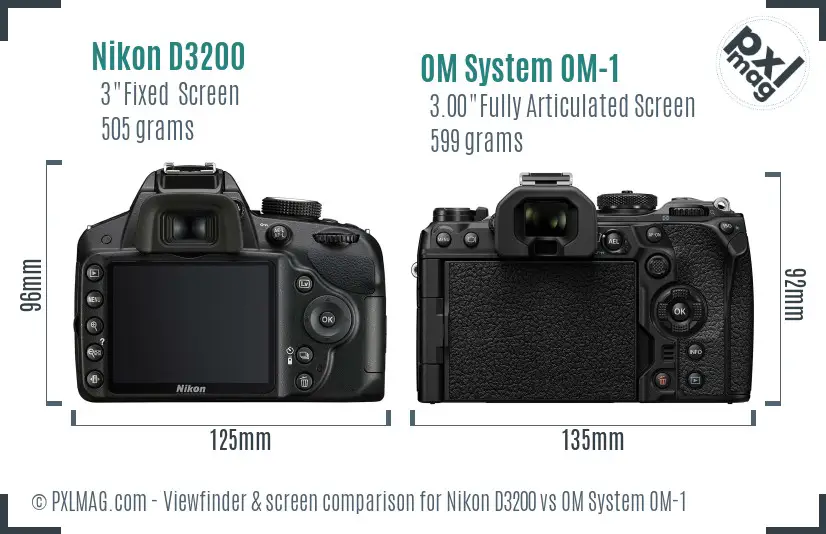 Nikon D3200 vs OM System OM-1 Screen and Viewfinder comparison Nikon D3200 vs OM System OM-1 Screen and Viewfinder comparison
