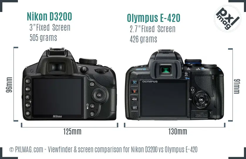 Nikon D3200 vs Olympus E-420 Screen and Viewfinder comparison
