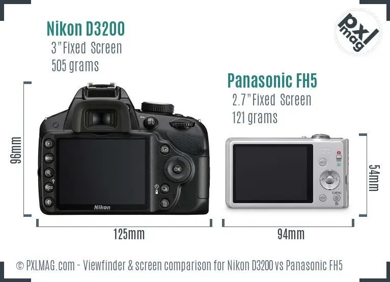 Nikon D3200 vs Panasonic FH5 Screen and Viewfinder comparison