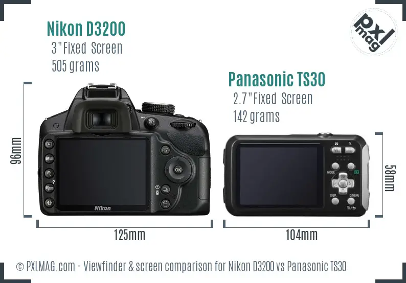 Nikon D3200 vs Panasonic TS30 Screen and Viewfinder comparison