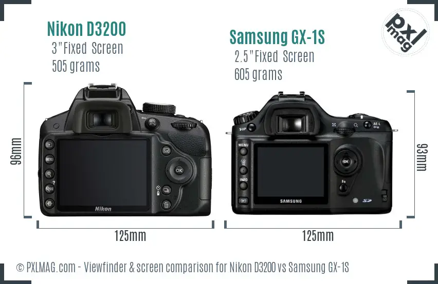 Nikon D3200 vs Samsung GX-1S Screen and Viewfinder comparison