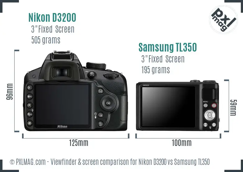 Nikon D3200 vs Samsung TL350 Screen and Viewfinder comparison