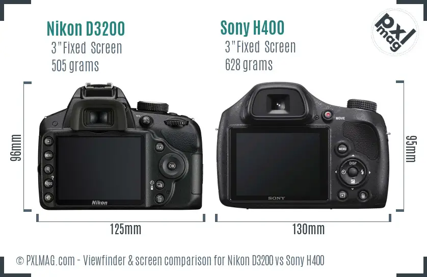 Nikon D3200 vs Sony H400 Screen and Viewfinder comparison Nikon D3200 vs Sony H400 Screen and Viewfinder comparison
