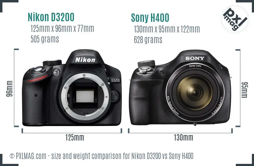Nikon D3200 vs Sony H400 size comparison Nikon D3200 vs Sony H400 size comparison