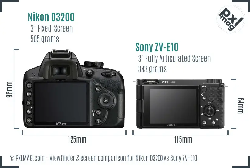 Nikon D3200 vs Sony ZV-E10 Screen and Viewfinder comparison Nikon D3200 vs Sony ZV-E10 Screen and Viewfinder comparison