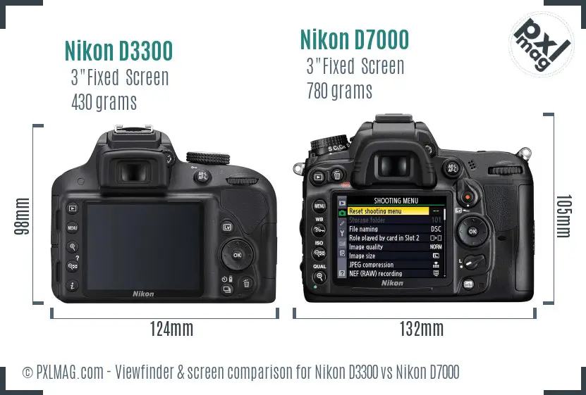 Nikon D3300 vs Nikon D7000 Screen and Viewfinder comparison