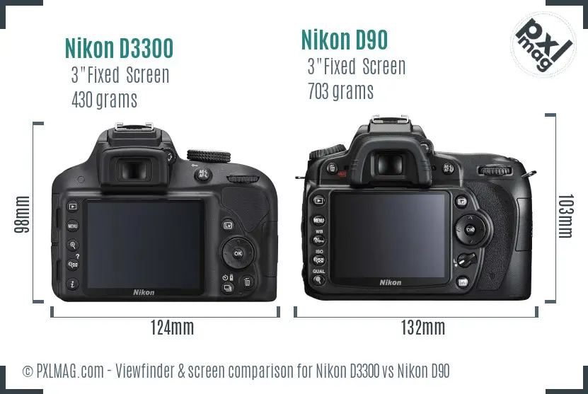 Nikon D3300 vs Nikon D90 Screen and Viewfinder comparison