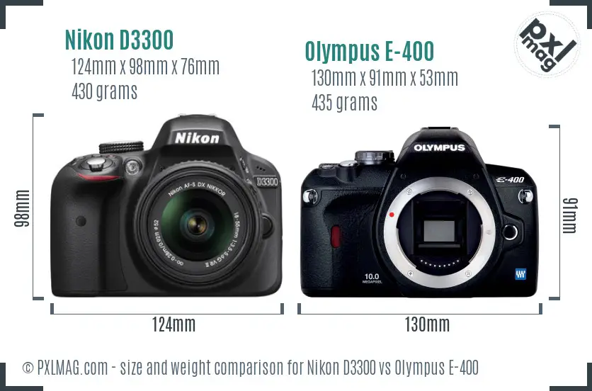 Nikon D3300 vs Olympus E-400 size comparison